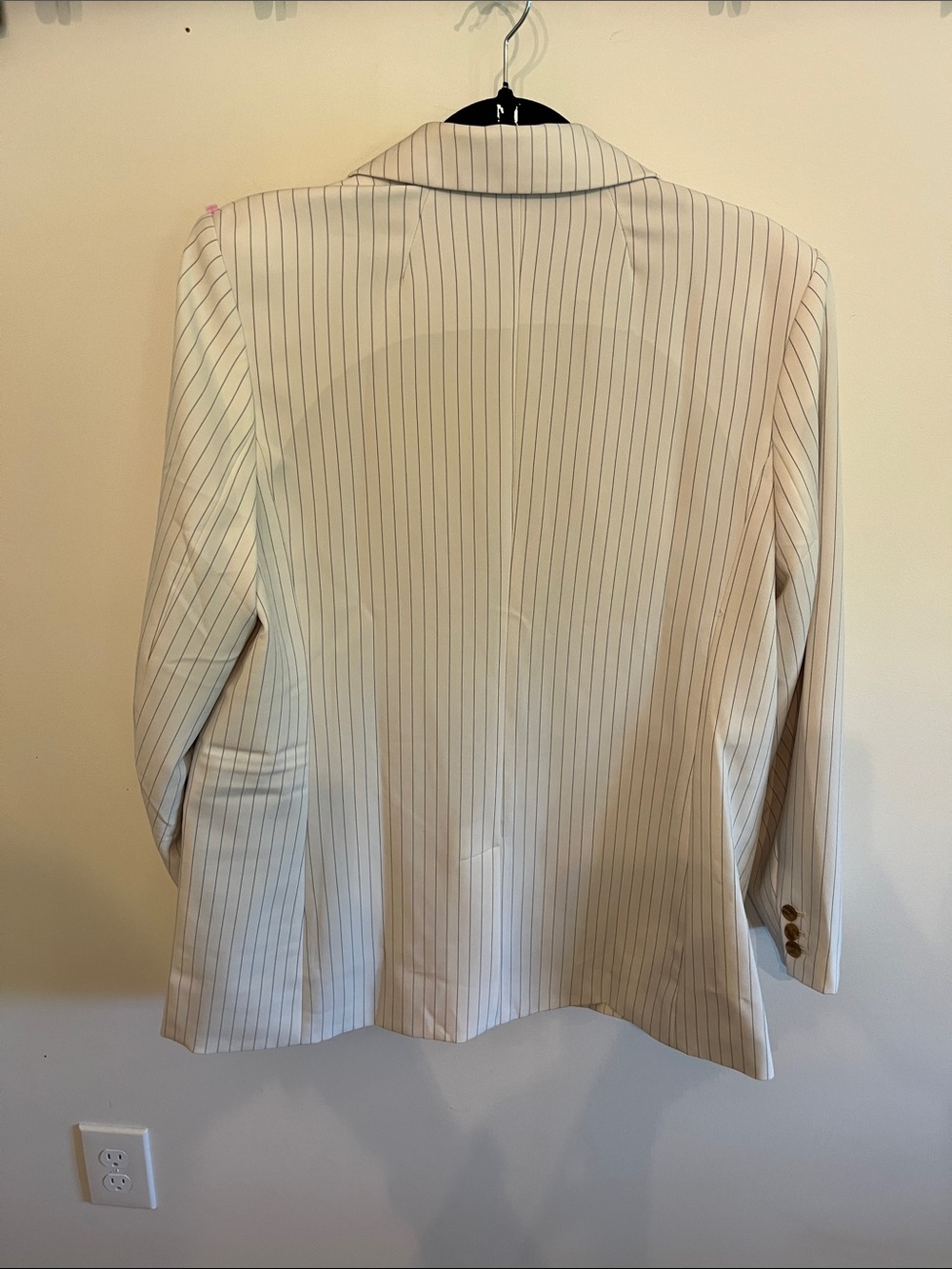 Banana Republic Cream Pinstripe Blazer with Gray Stripes - Picture 3 of 7